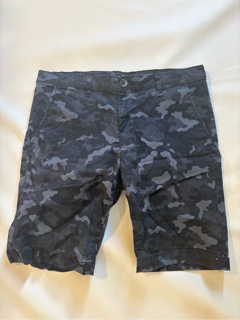 Men's Black & Gray Camo Flat Front Shorts